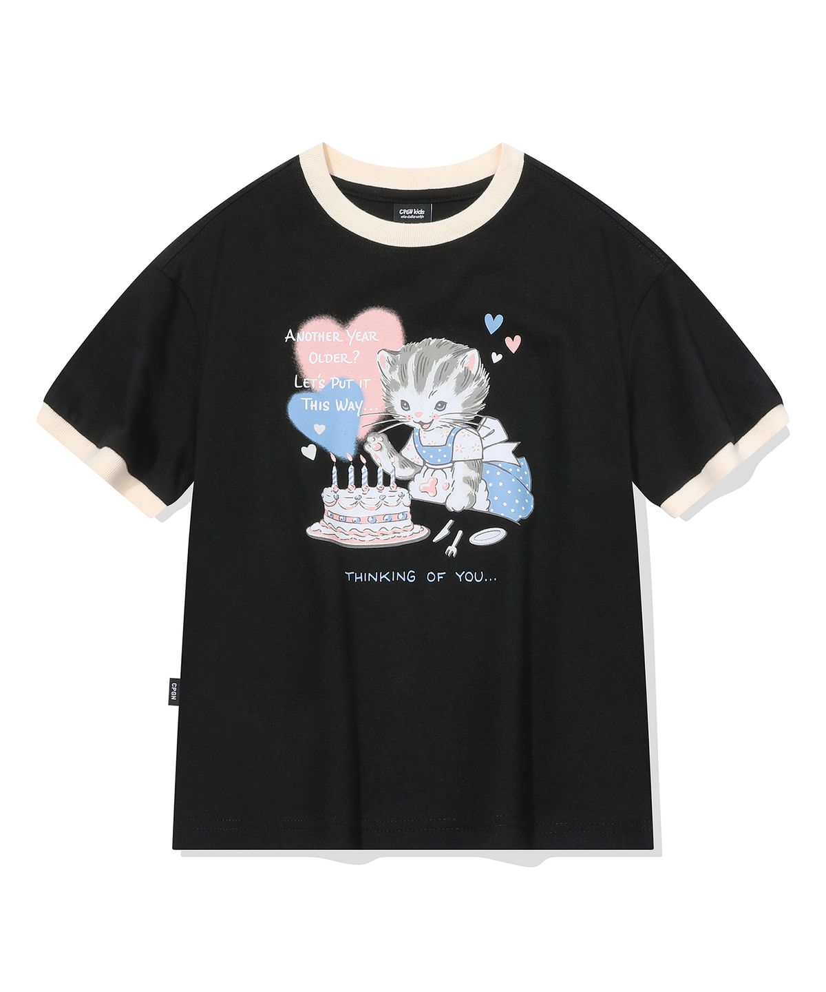 꼼파뇨 키즈(CPGN KIDS) KIDS 스윗 키티 링거 반팔티 블랙