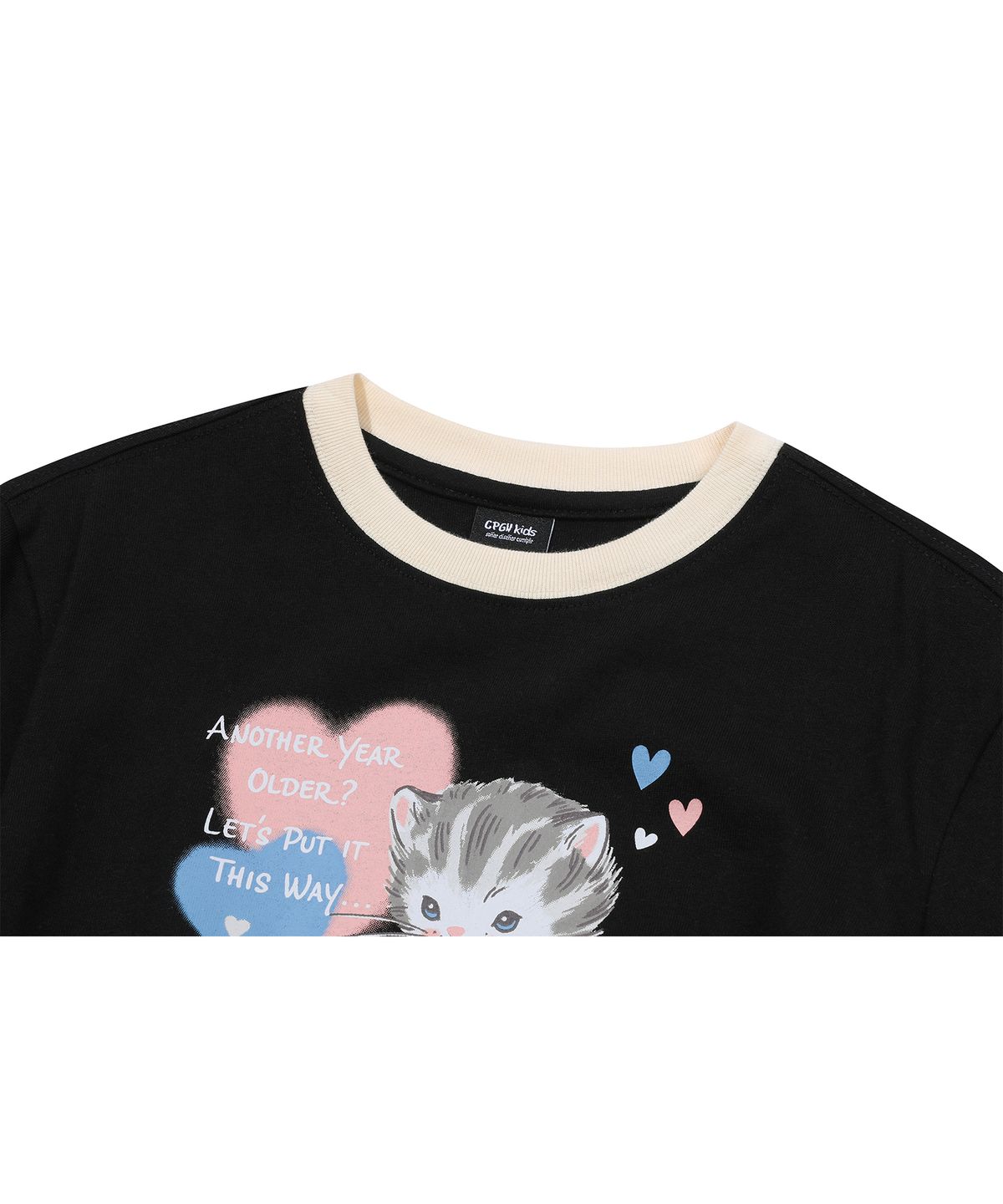 꼼파뇨 키즈(CPGN KIDS) KIDS 스윗 키티 링거 반팔티 블랙