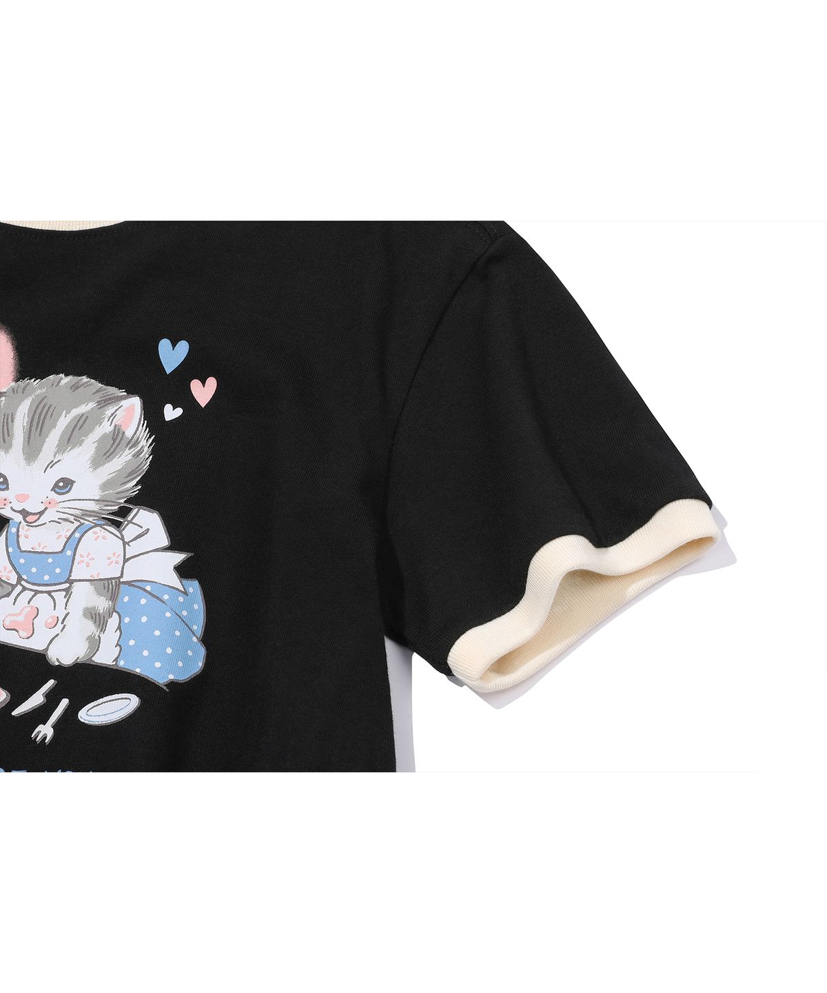 꼼파뇨 키즈(CPGN KIDS) KIDS 스윗 키티 링거 반팔티 블랙