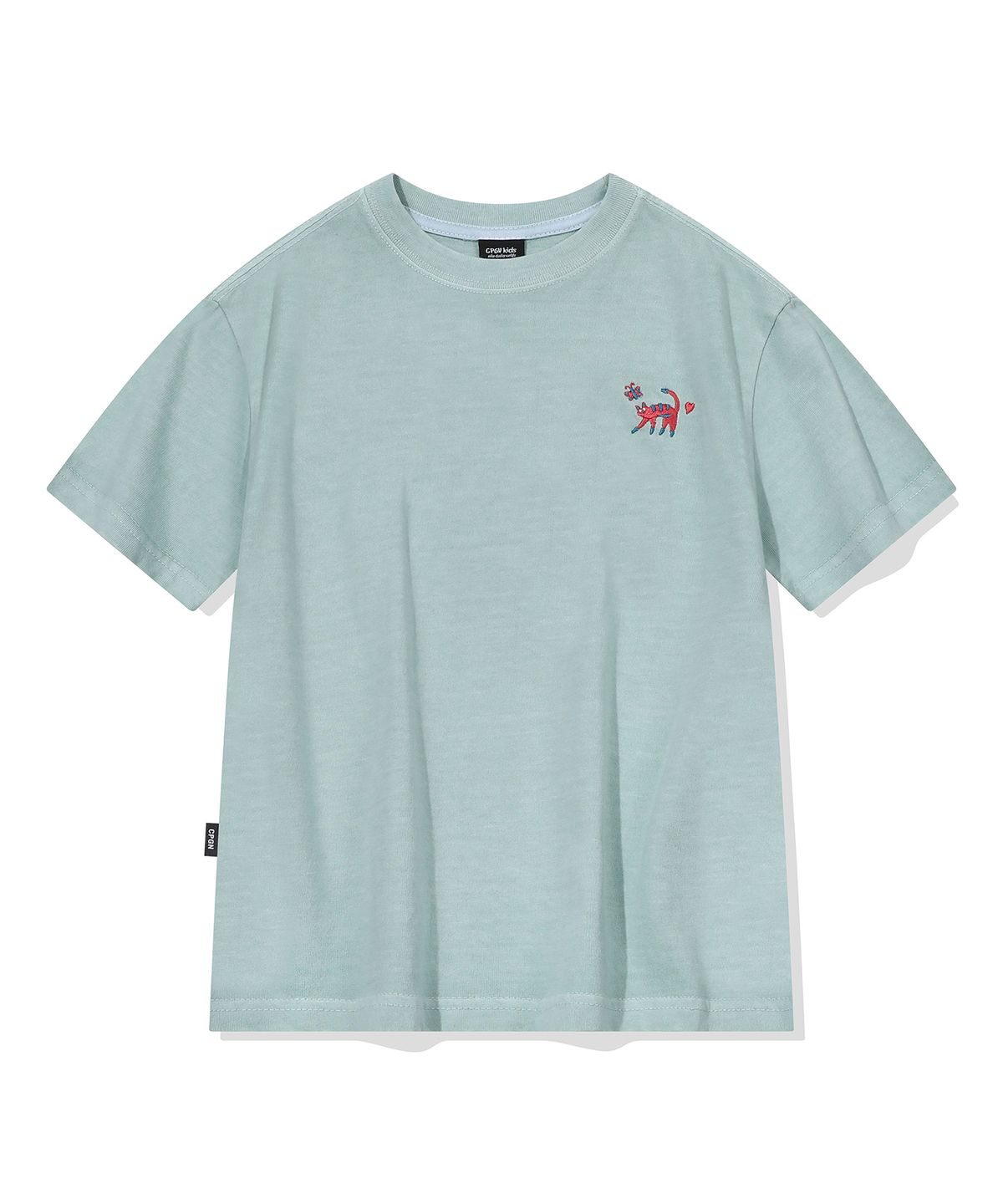 꼼파뇨 키즈(CPGN KIDS) KIDS 캣스티치 피그먼트 반팔티 애쉬민트
