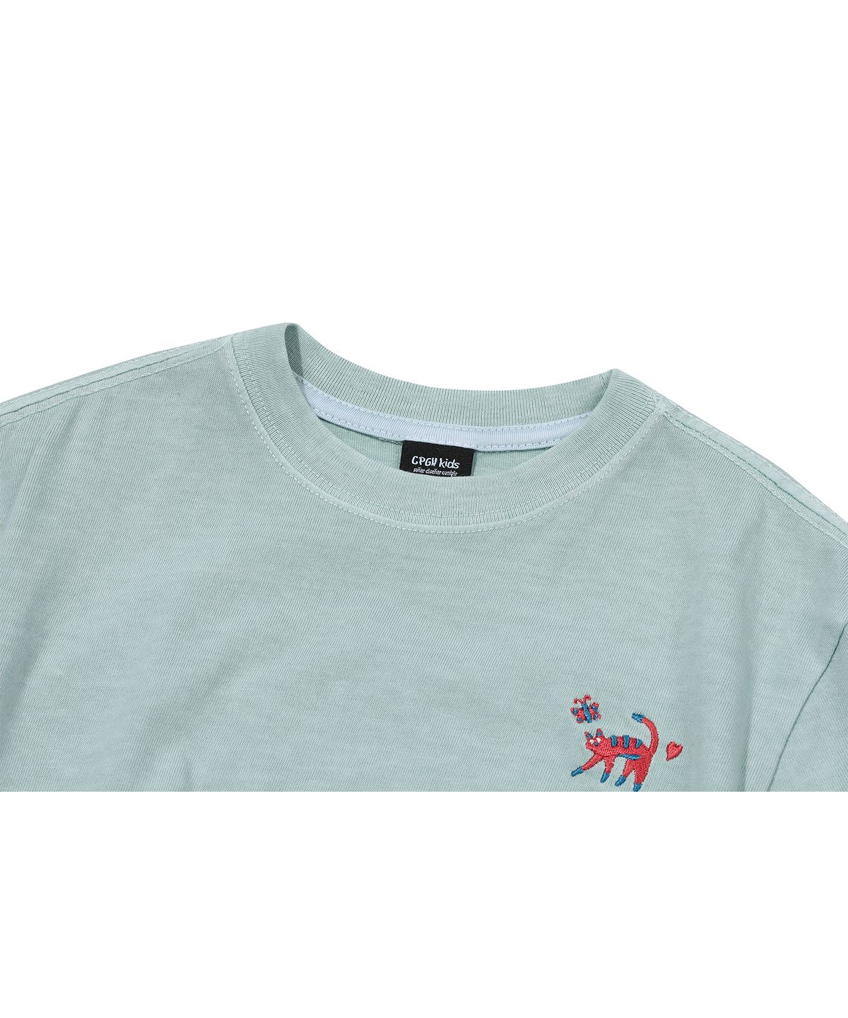 꼼파뇨 키즈(CPGN KIDS) KIDS 캣스티치 피그먼트 반팔티 애쉬민트