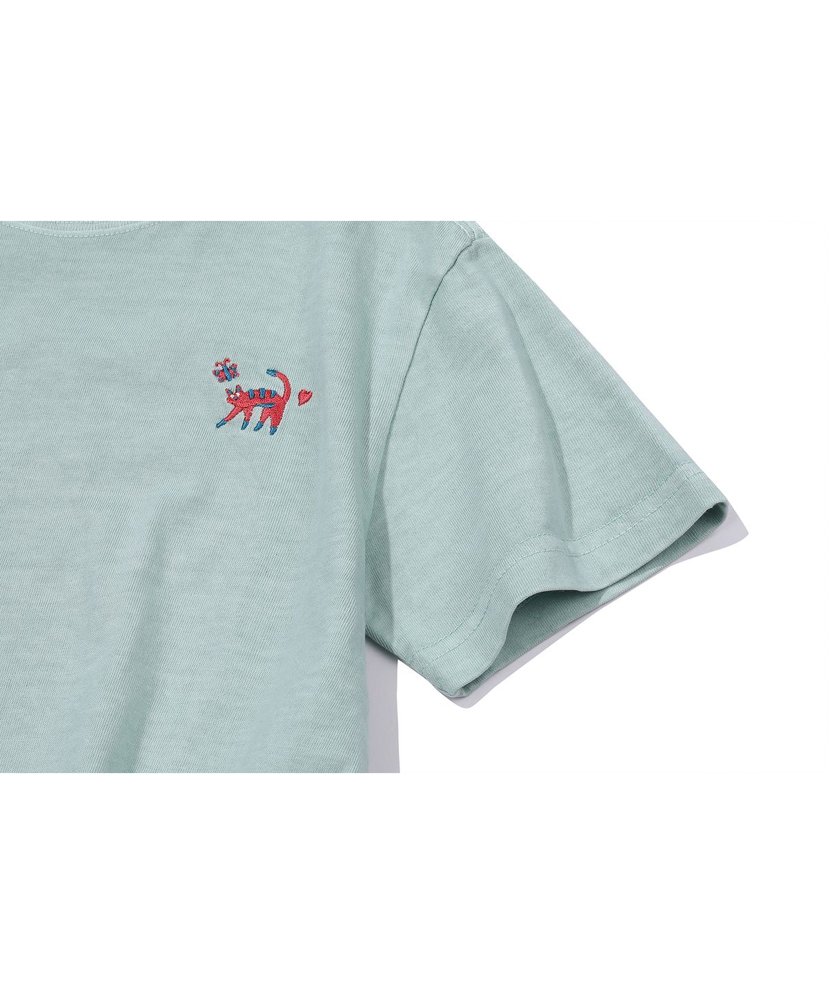 꼼파뇨 키즈(CPGN KIDS) KIDS 캣스티치 피그먼트 반팔티 애쉬민트