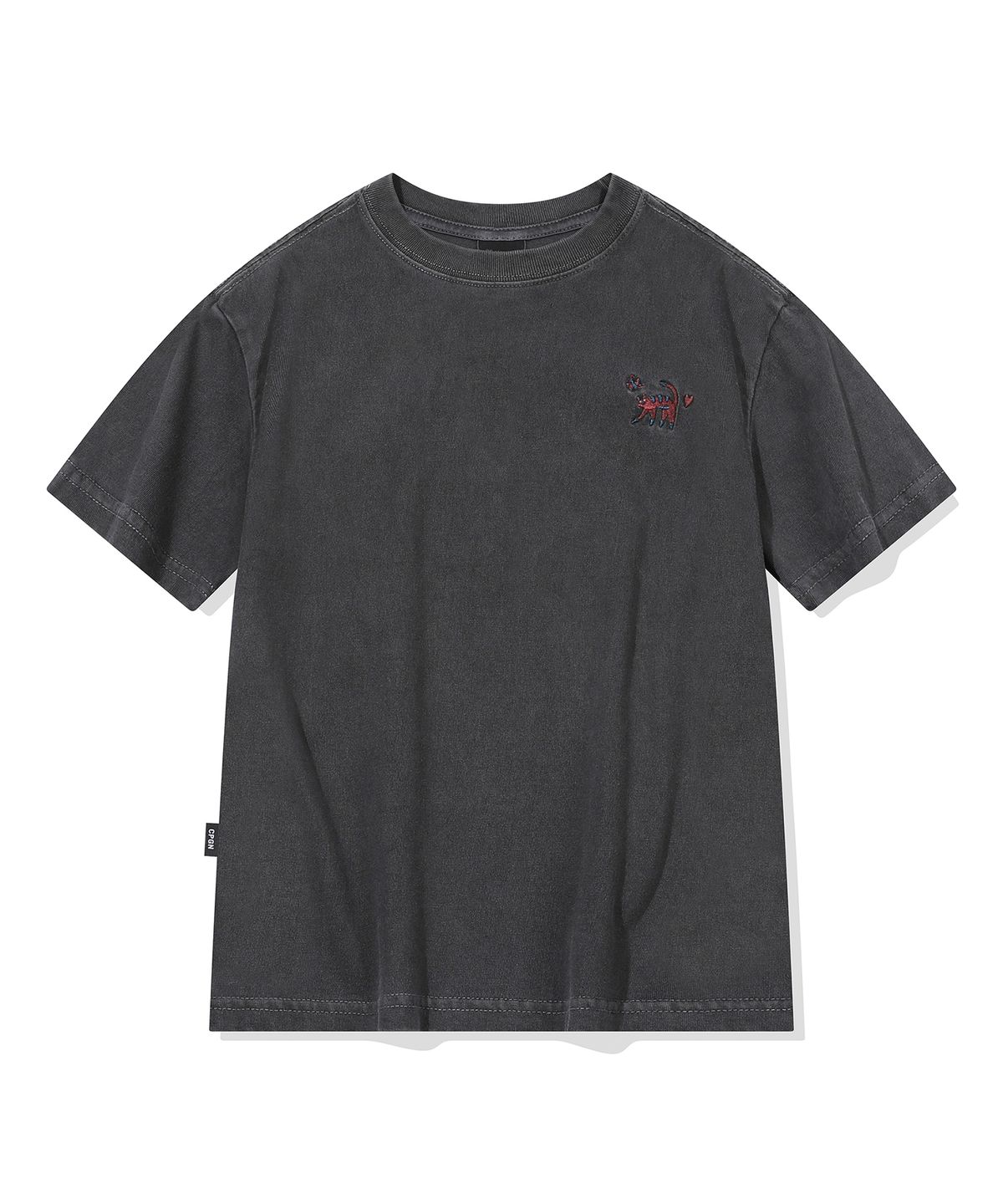 꼼파뇨 키즈(CPGN KIDS) KIDS 캣스티치 피그먼트 반팔티 스모크블랙