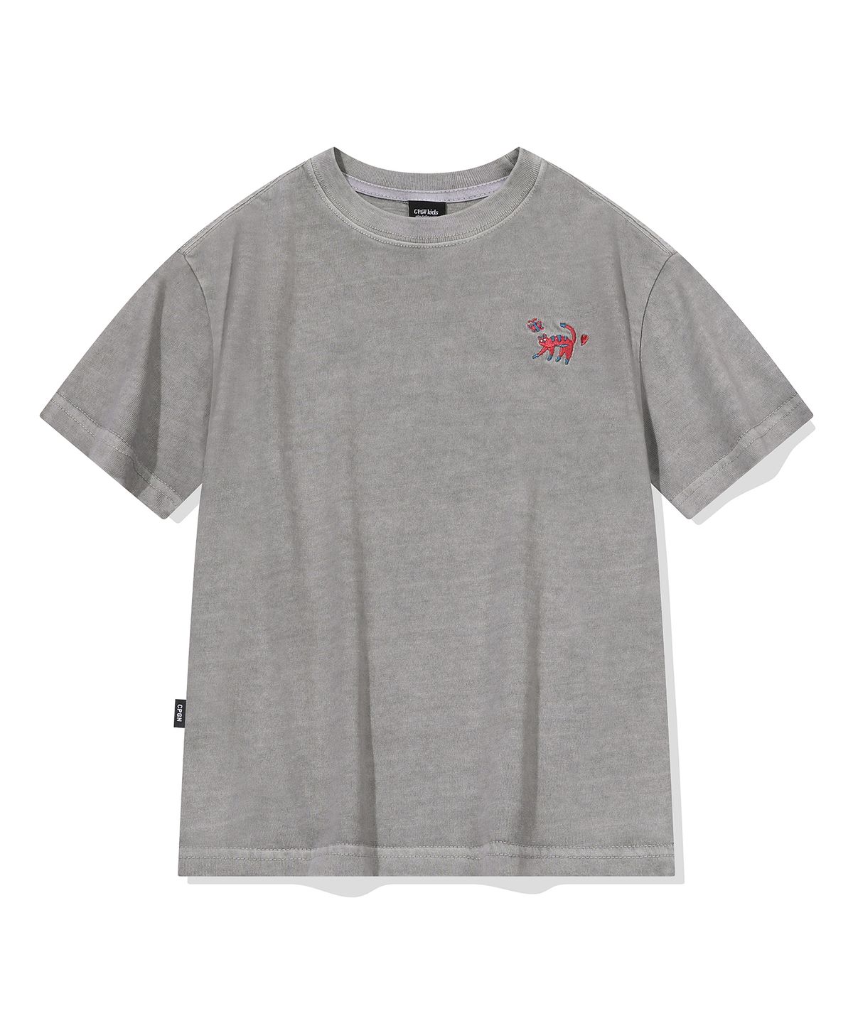 꼼파뇨 키즈(CPGN KIDS) KIDS 캣스티치 피그먼트 반팔티 고스트그레이