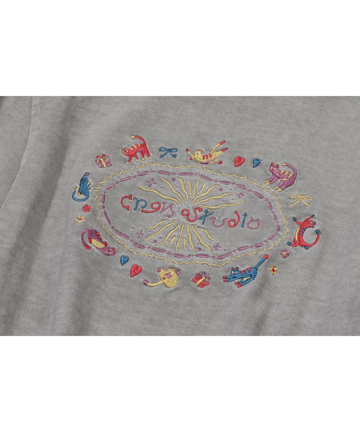 꼼파뇨 키즈(CPGN KIDS) KIDS 캣스티치 피그먼트 반팔티 고스트그레이