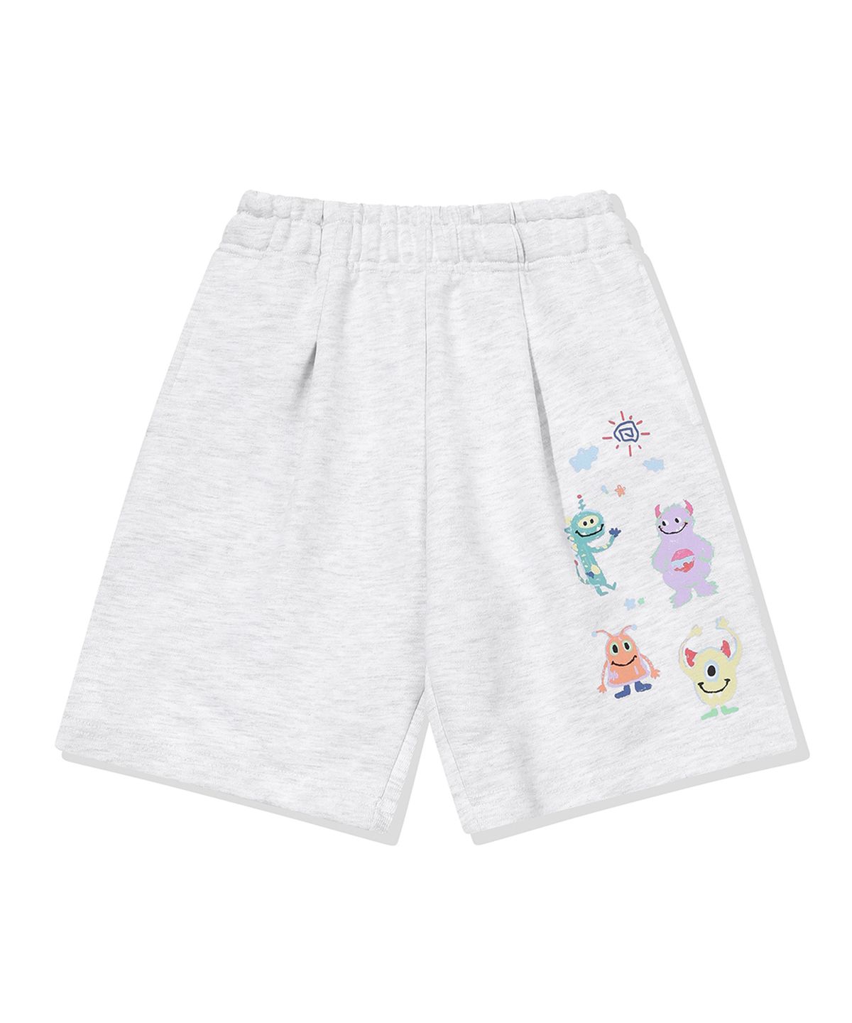 꼼파뇨 키즈(CPGN KIDS) KIDS 와이드 해피 데이 스웨트쇼츠 멜란지화이트