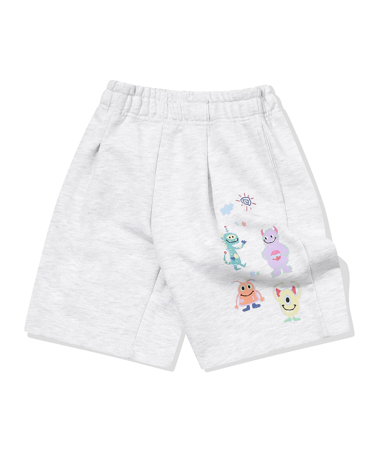 꼼파뇨 키즈(CPGN KIDS) KIDS 와이드 해피 데이 스웨트쇼츠 멜란지화이트
