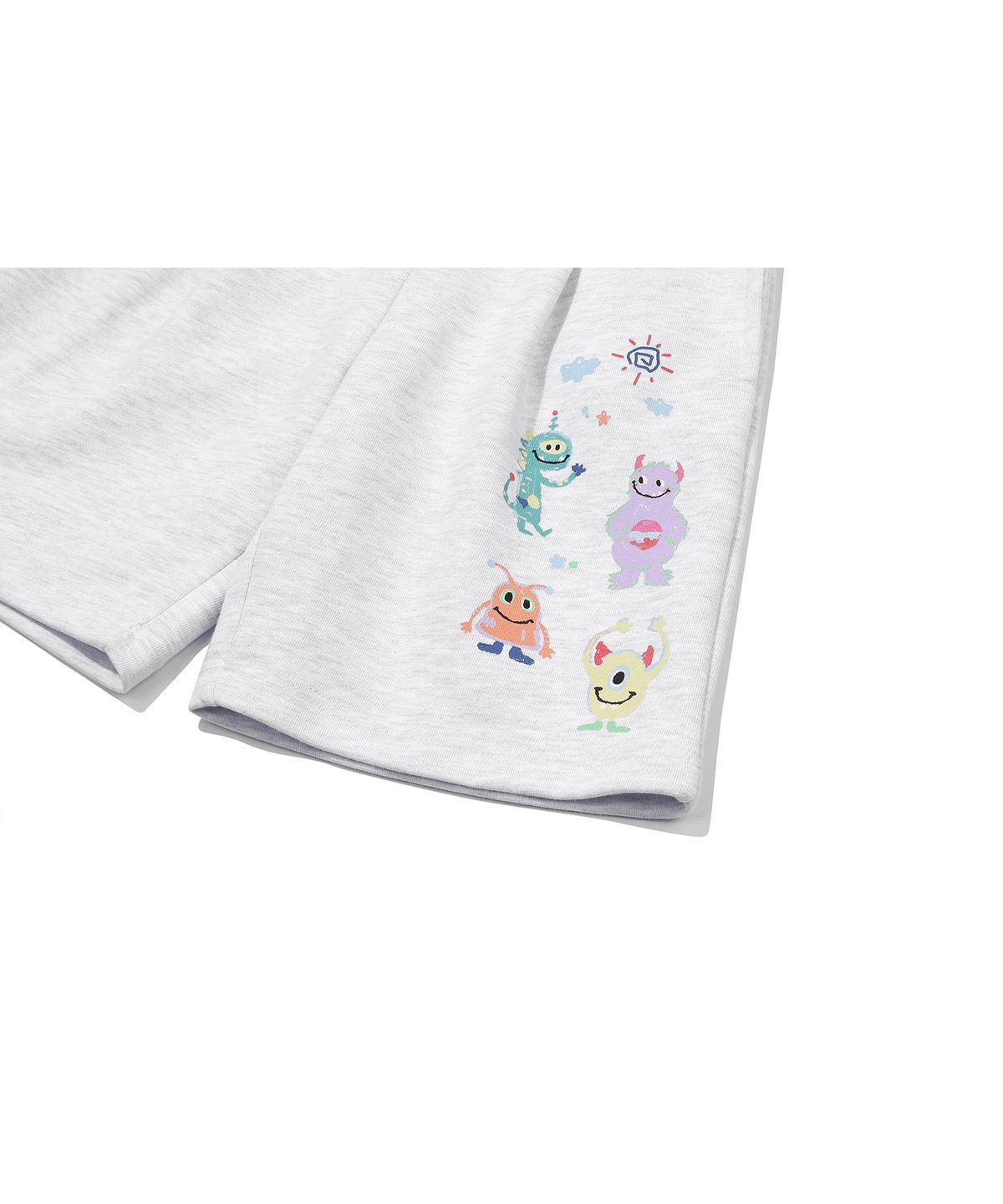 꼼파뇨 키즈(CPGN KIDS) KIDS 와이드 해피 데이 스웨트쇼츠 멜란지화이트