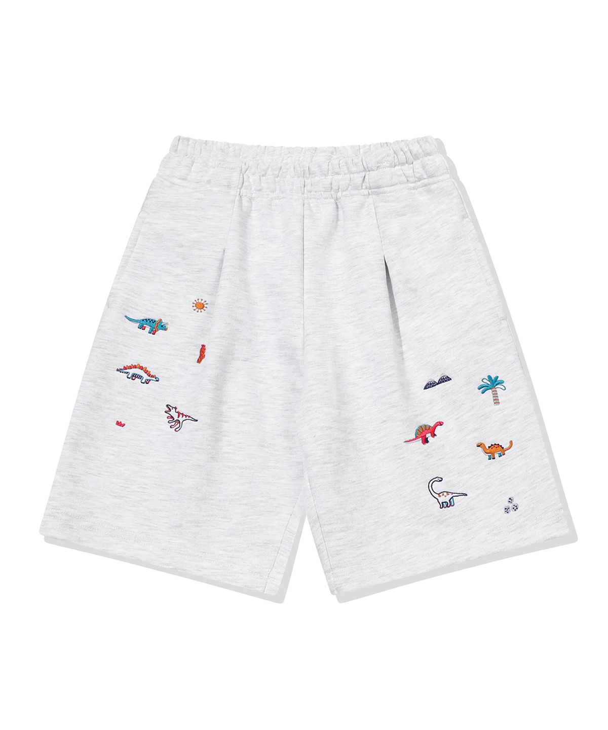 꼼파뇨 키즈(CPGN KIDS) KIDS 와이드 다이노 스웨트쇼츠 멜란지화이트