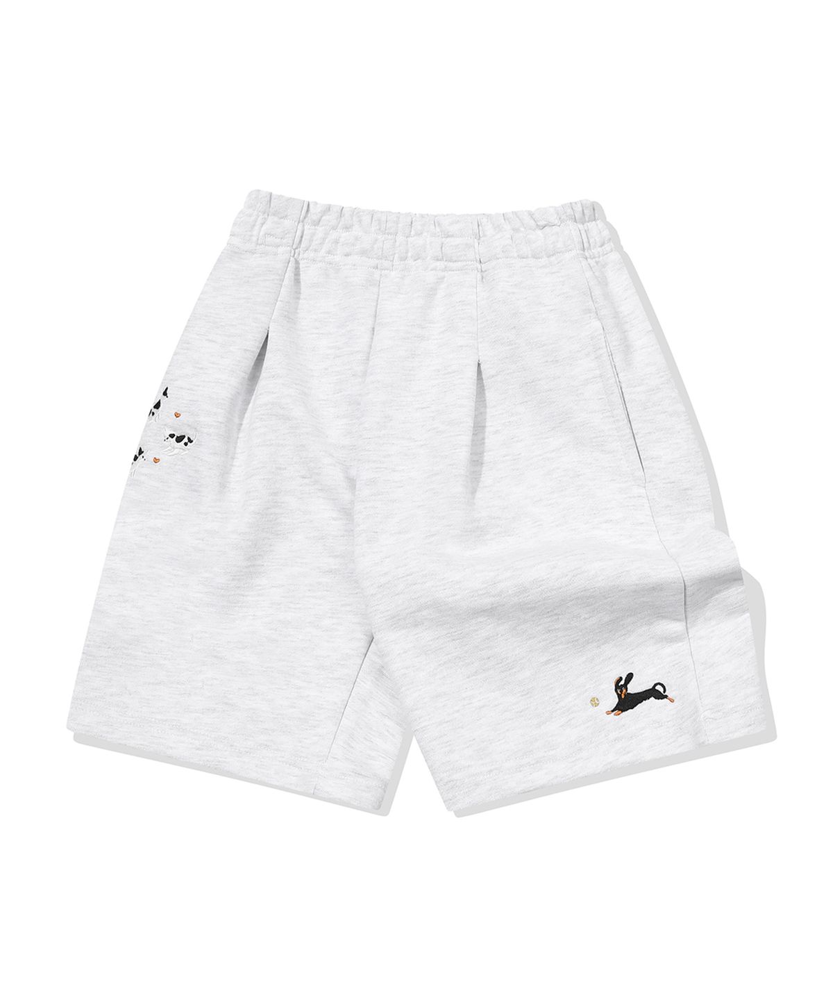 꼼파뇨 키즈(CPGN KIDS) KIDS 와이드 애니멀 스웨트쇼츠 멜란지화이트
