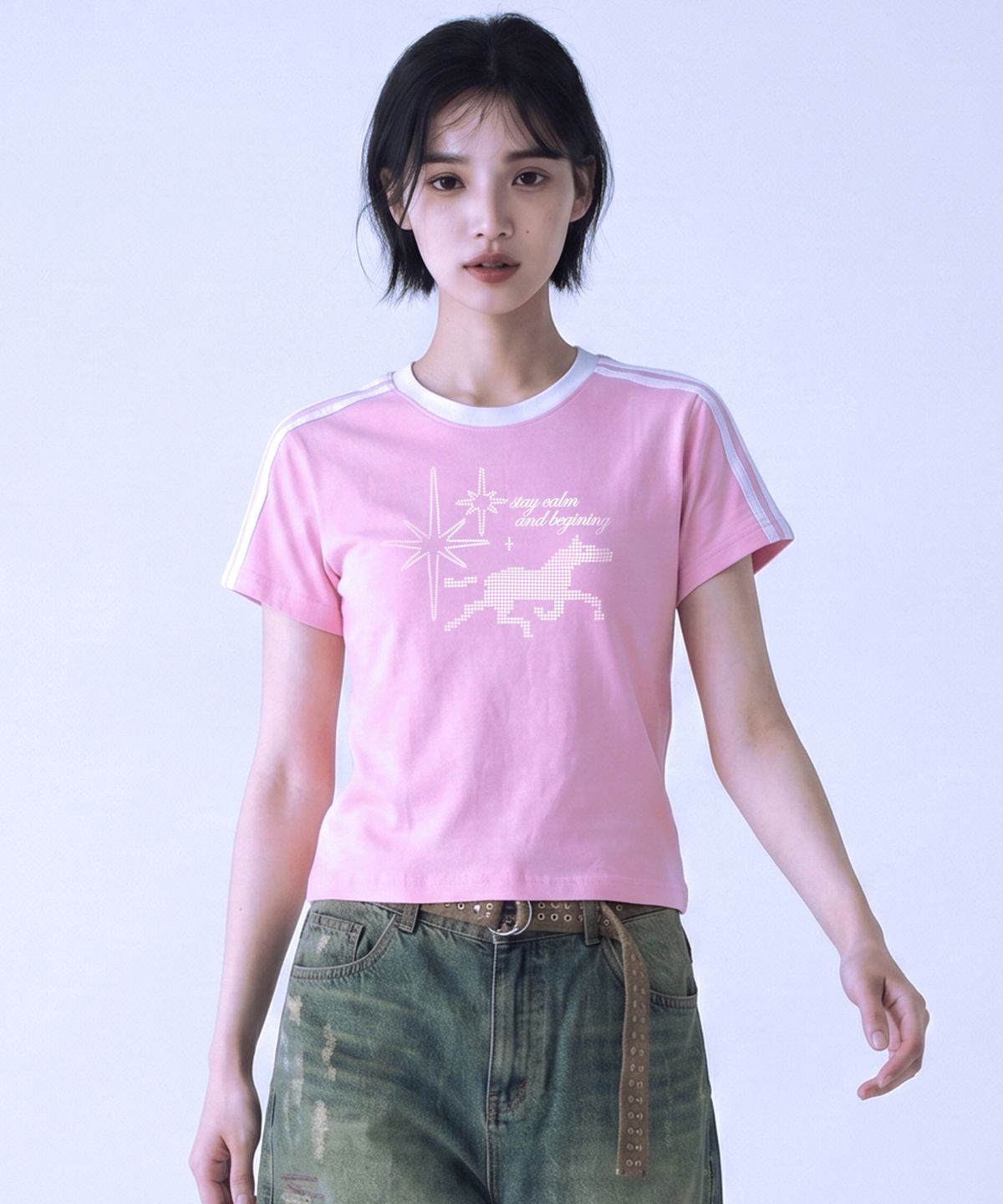낫유즈얼(NOTUSUAL) 도트홀시 세미 크롭 반팔티 6color