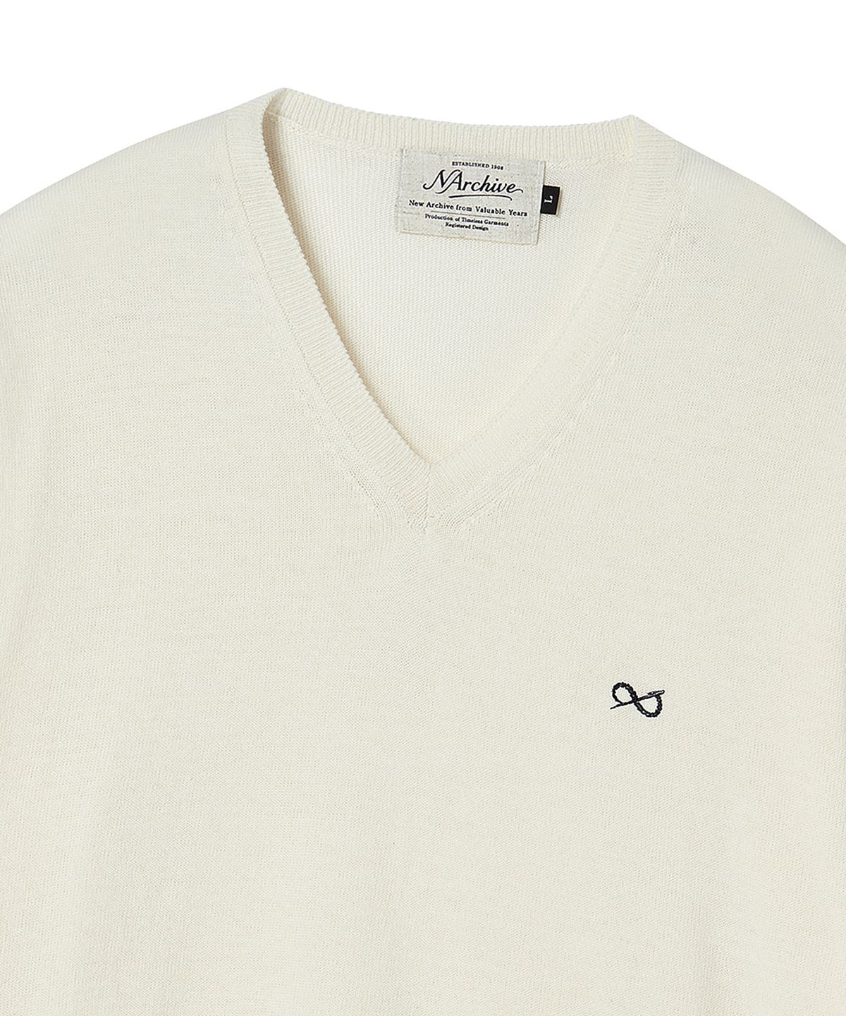 비욘드클로젯(BEYOND CLOSET) [COLLECTION LINE] 소프트 브리즈 브이넥 반팔 니트 아이보리