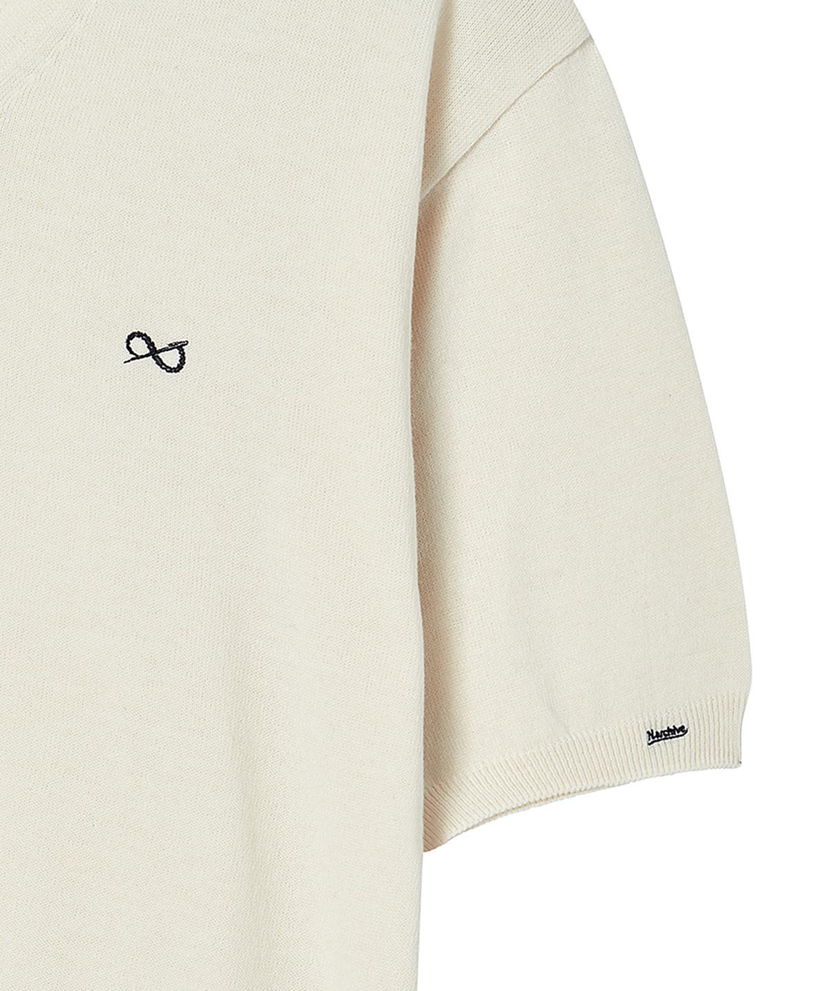 비욘드클로젯(BEYOND CLOSET) [COLLECTION LINE] 소프트 브리즈 브이넥 반팔 니트 아이보리
