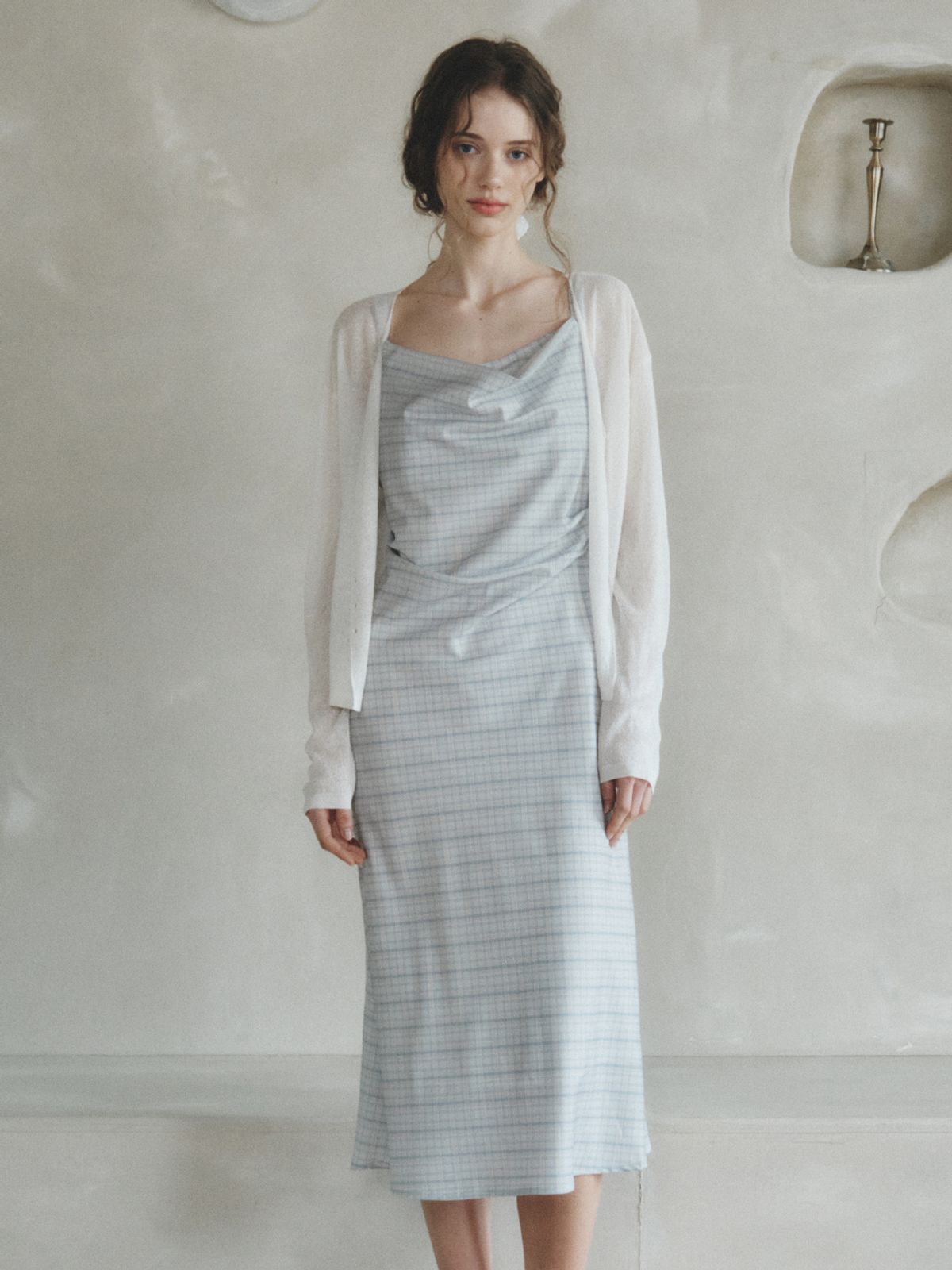 르니나(LENINA) COLIN linen sheer knit cardigan_IVORY
