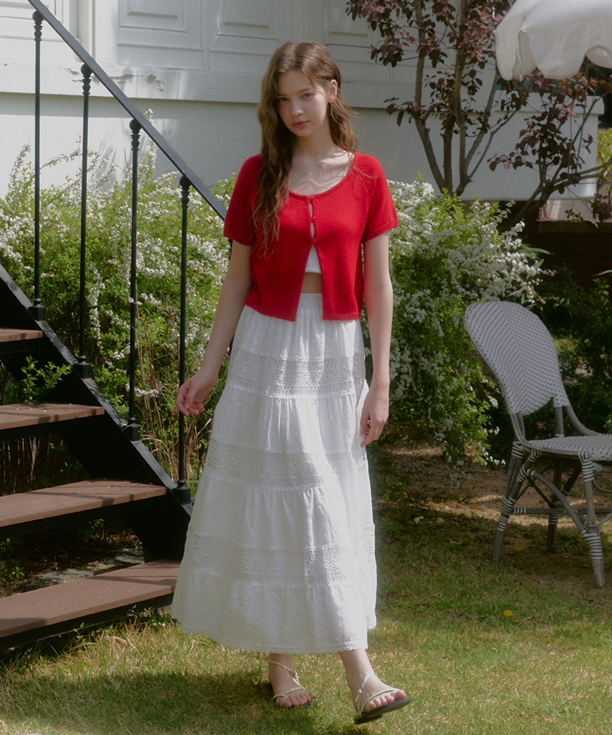 미케네(MICANE) 레아 레이스 롱 스커트
