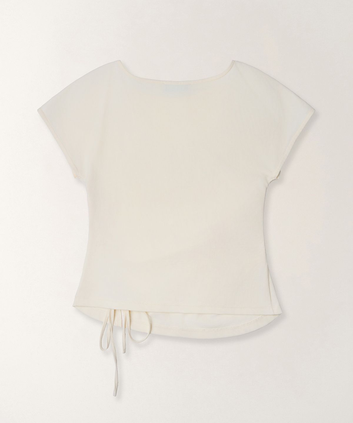 튜드먼트(TTUDEMENT) STRAP SHIRRING T-SHIRT_CREAM
