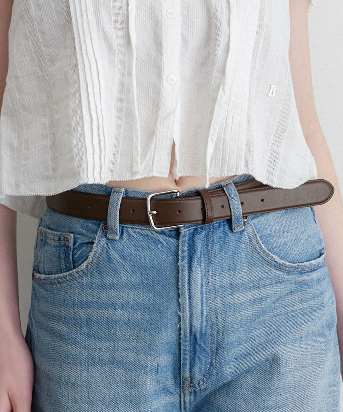 할렌(HALDEN) classic pin leather belt (T039_brown)