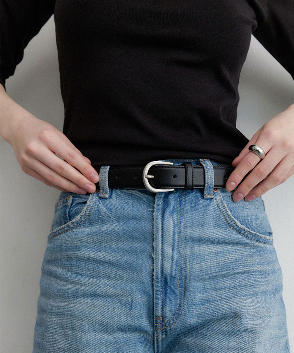 할렌(HALDEN) daily round leather belt (T040_black)