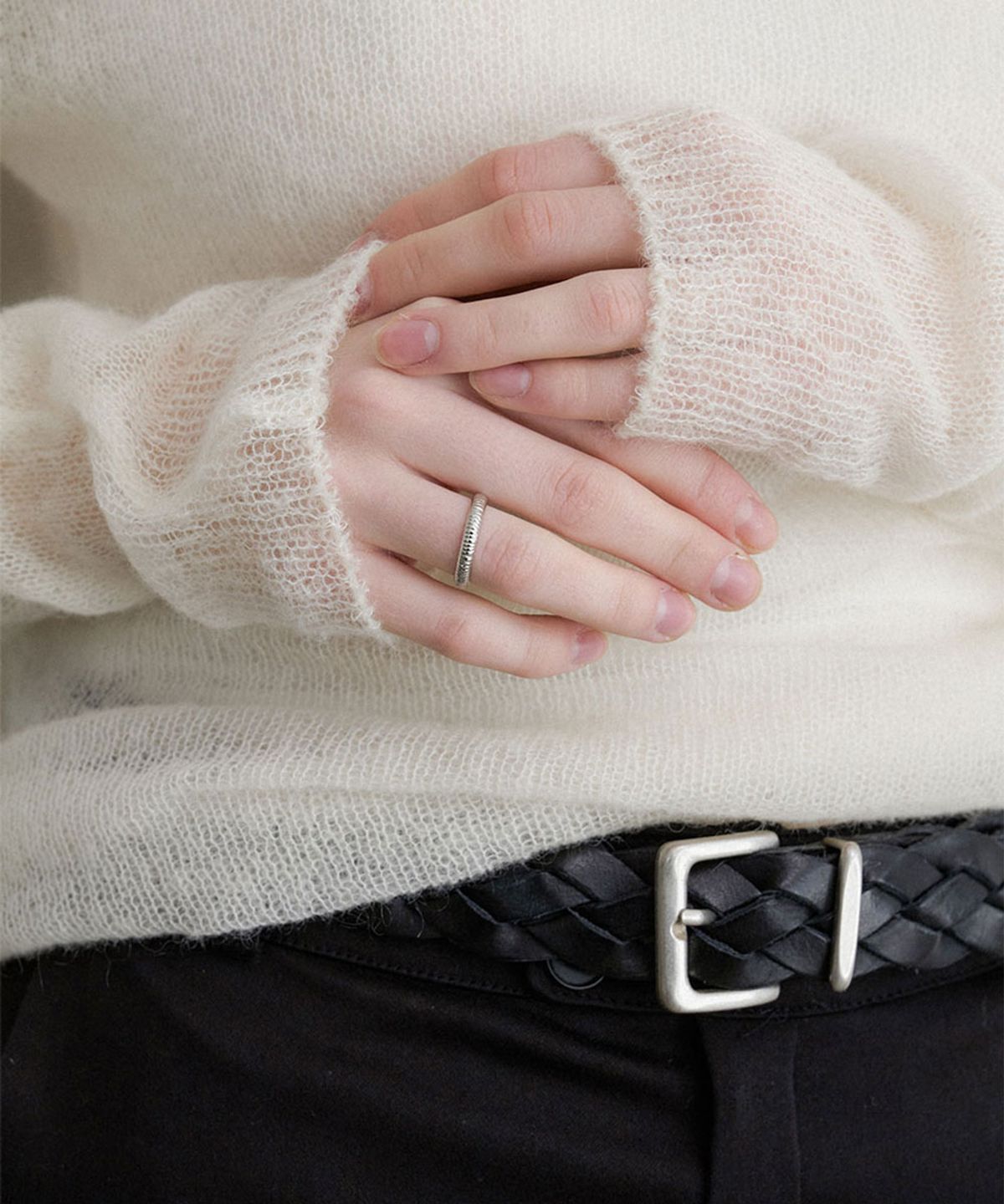 할렌(HALDEN) mesh square matt silver belt (T041_black)