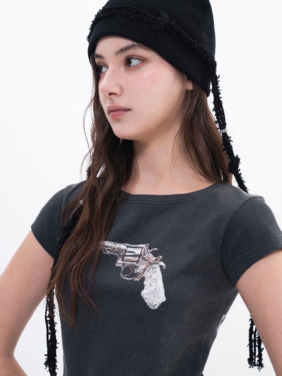 루펀(LOOFUN) Bullet Baby Tee / 불렛 베이비 티 [Charcoal]