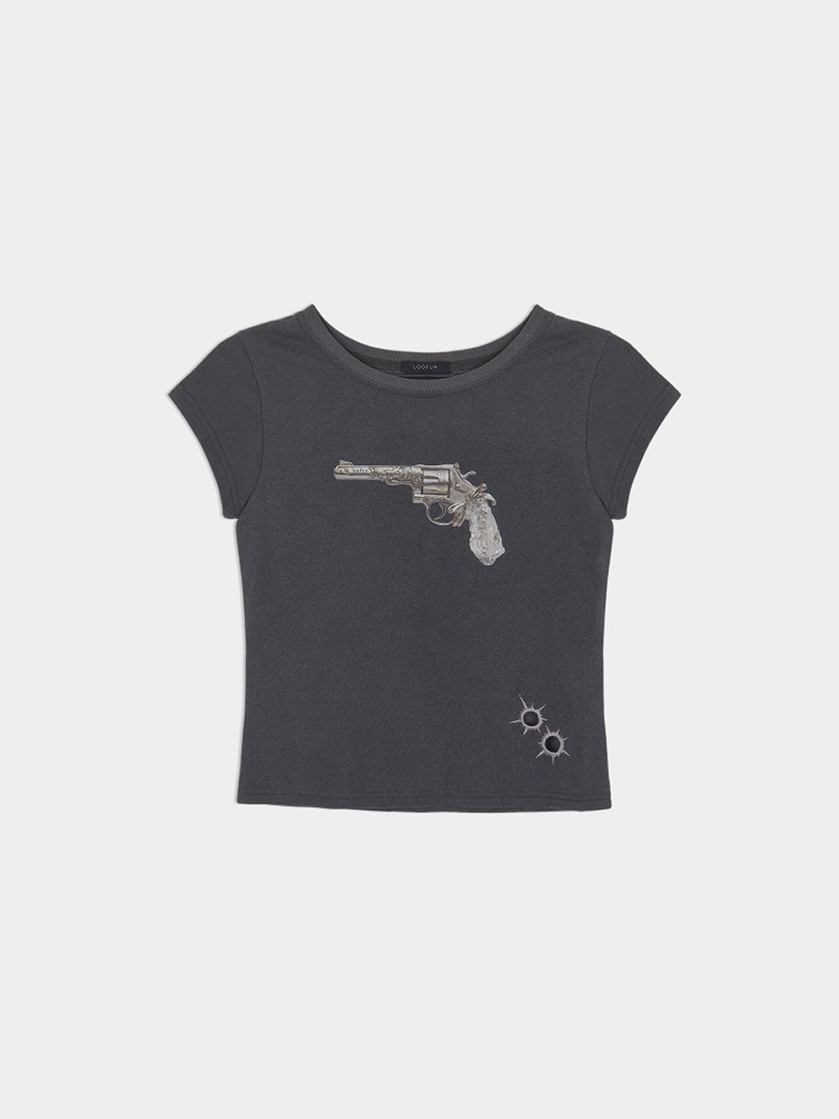 루펀(LOOFUN) Bullet Baby Tee / 불렛 베이비 티 [Charcoal]