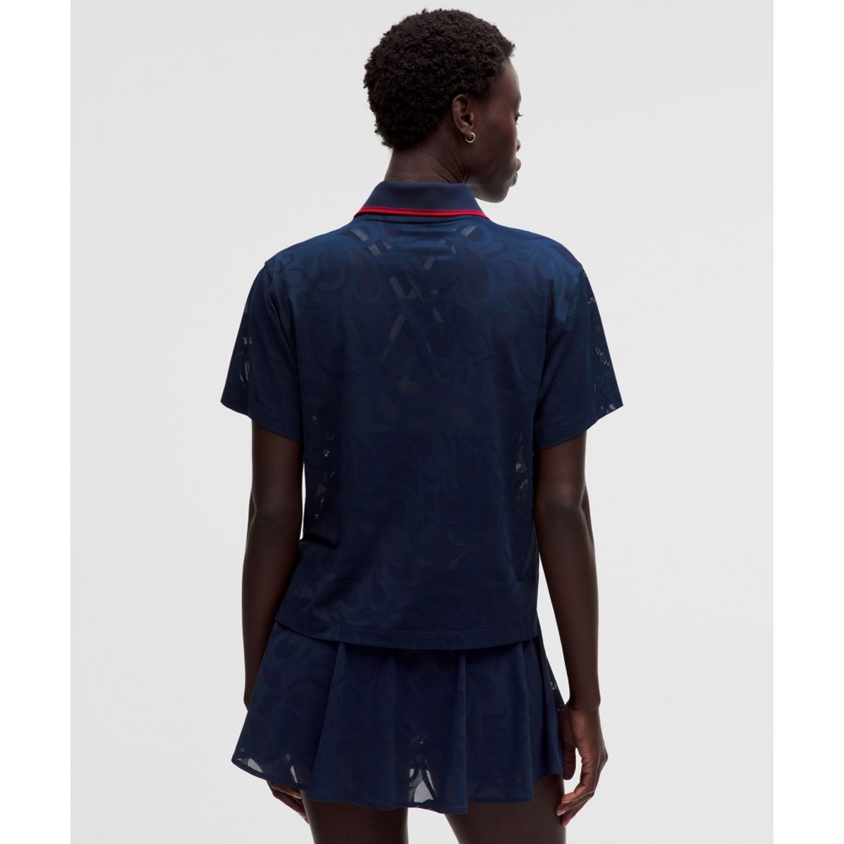 룰루레몬(LULULEMON) 페이즐리 메쉬 하이넥 테니스 폴로 셔츠  CLBL OXFD