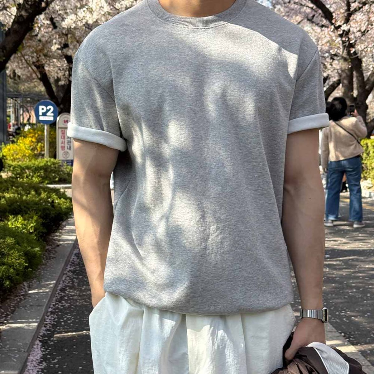 바이모노(BYMONO) [남녀공용 M-8XL] 쏙쏙숨티 자동넣입 드롭 반팔티