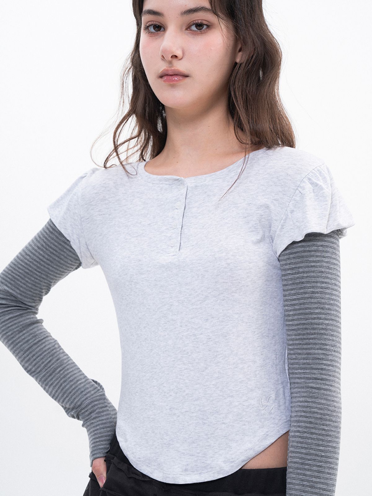 루펀(LOOFUN) Layerd Stripe Long Sleeve / 레이어드 스트라이프 롱 슬리브 [Melange]