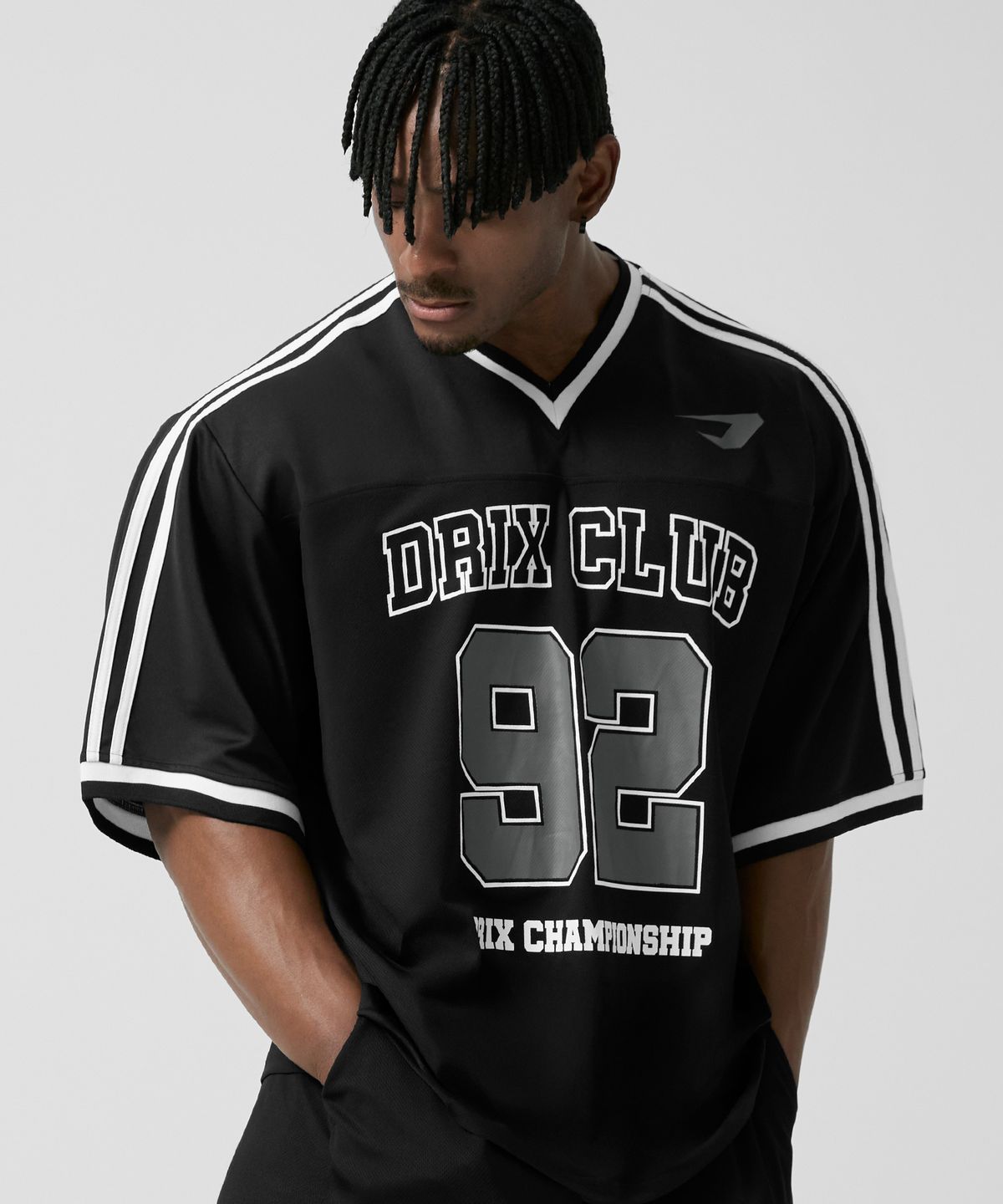 드릭스(DRIX) 럭비 트랙 오버핏 메시 저지 하프 슬리브_차콜