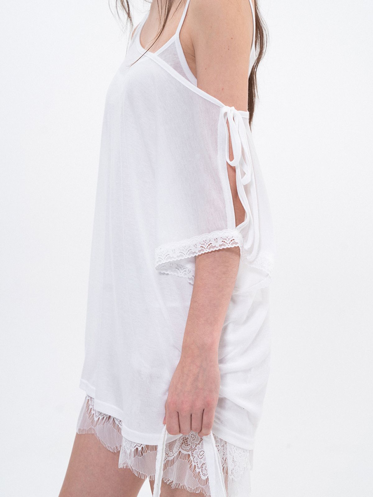 루펀(LOOFUN) Lace Off-shoulder Tee / 레이스 오프숄더 티 [White]