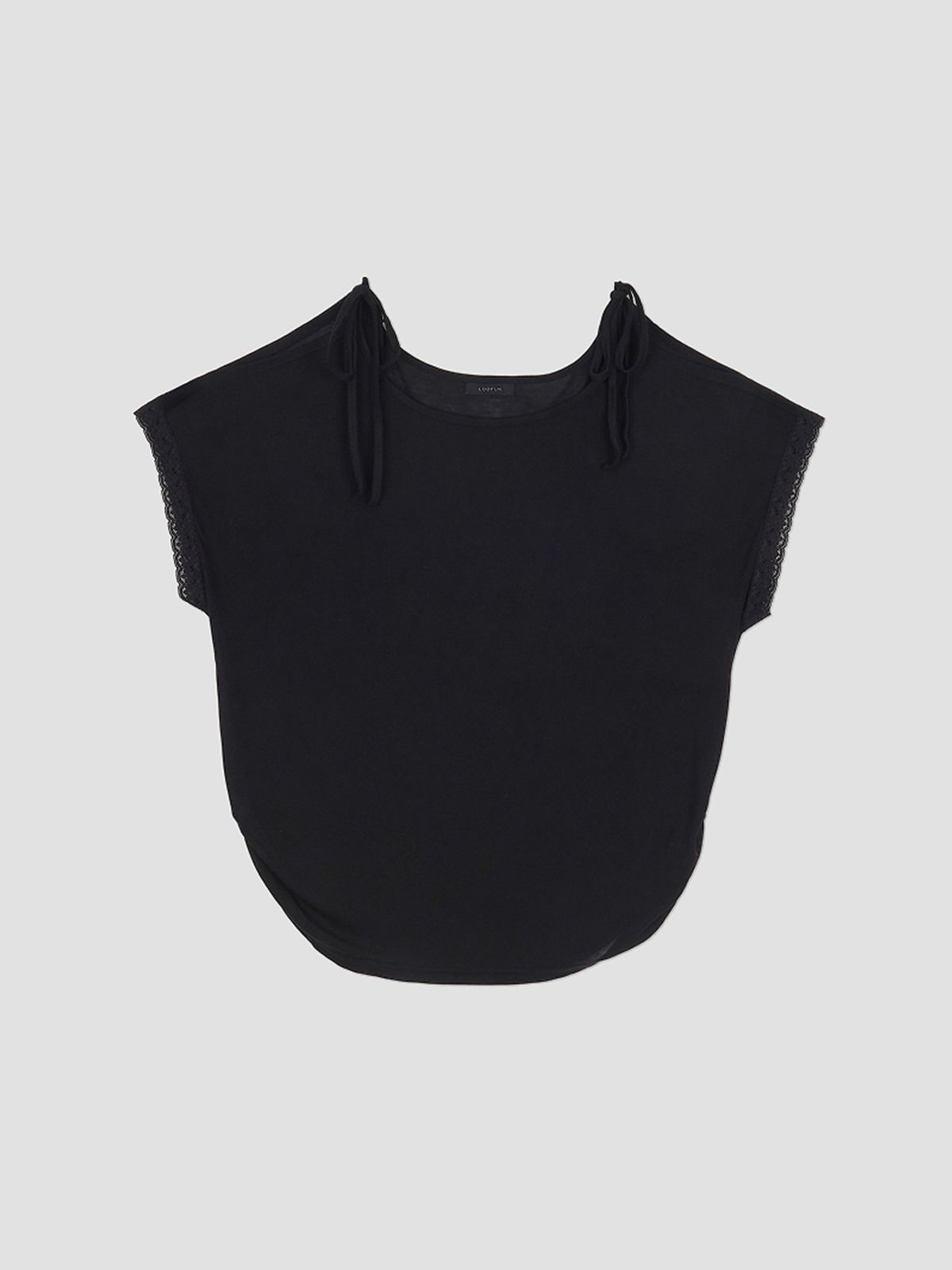 루펀(LOOFUN) Lace Off-shoulder Tee / 레이스 오프숄더 티 [Black]