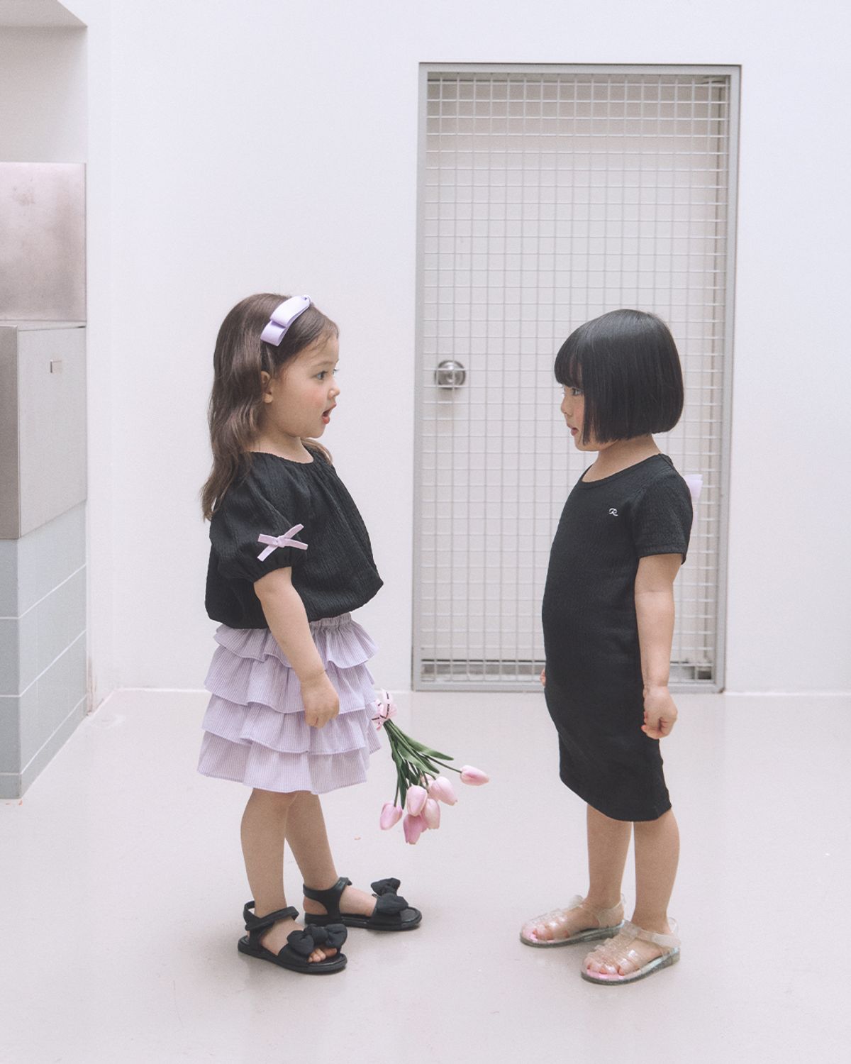 로아앤제인(ROANJANE) (시어서커)마릴 리본 원피스(블랙)