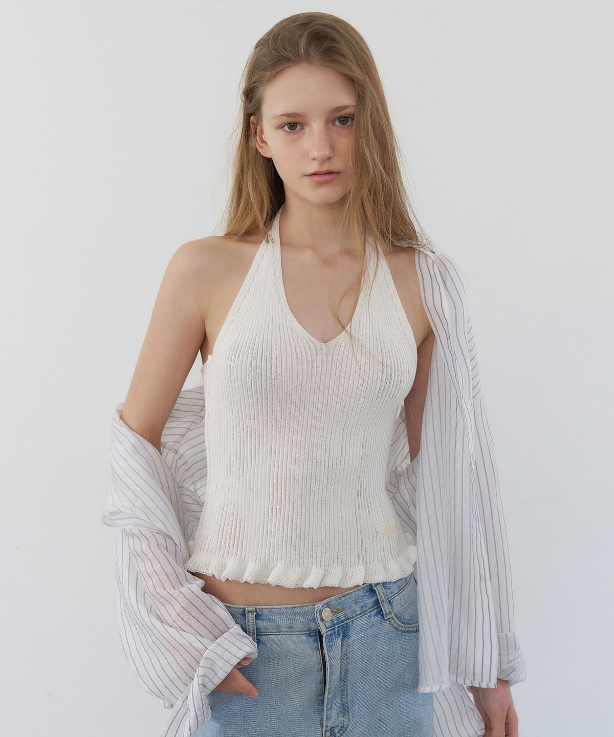 레테라(LETTERA) Linen Halter Neck Knit