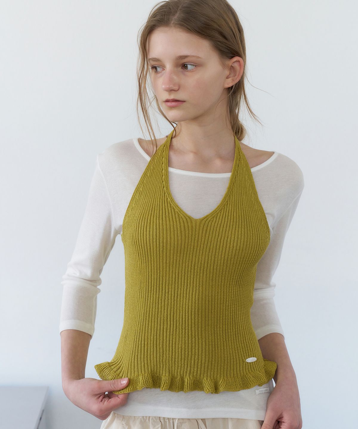 레테라(LETTERA) Linen Halter Neck Knit