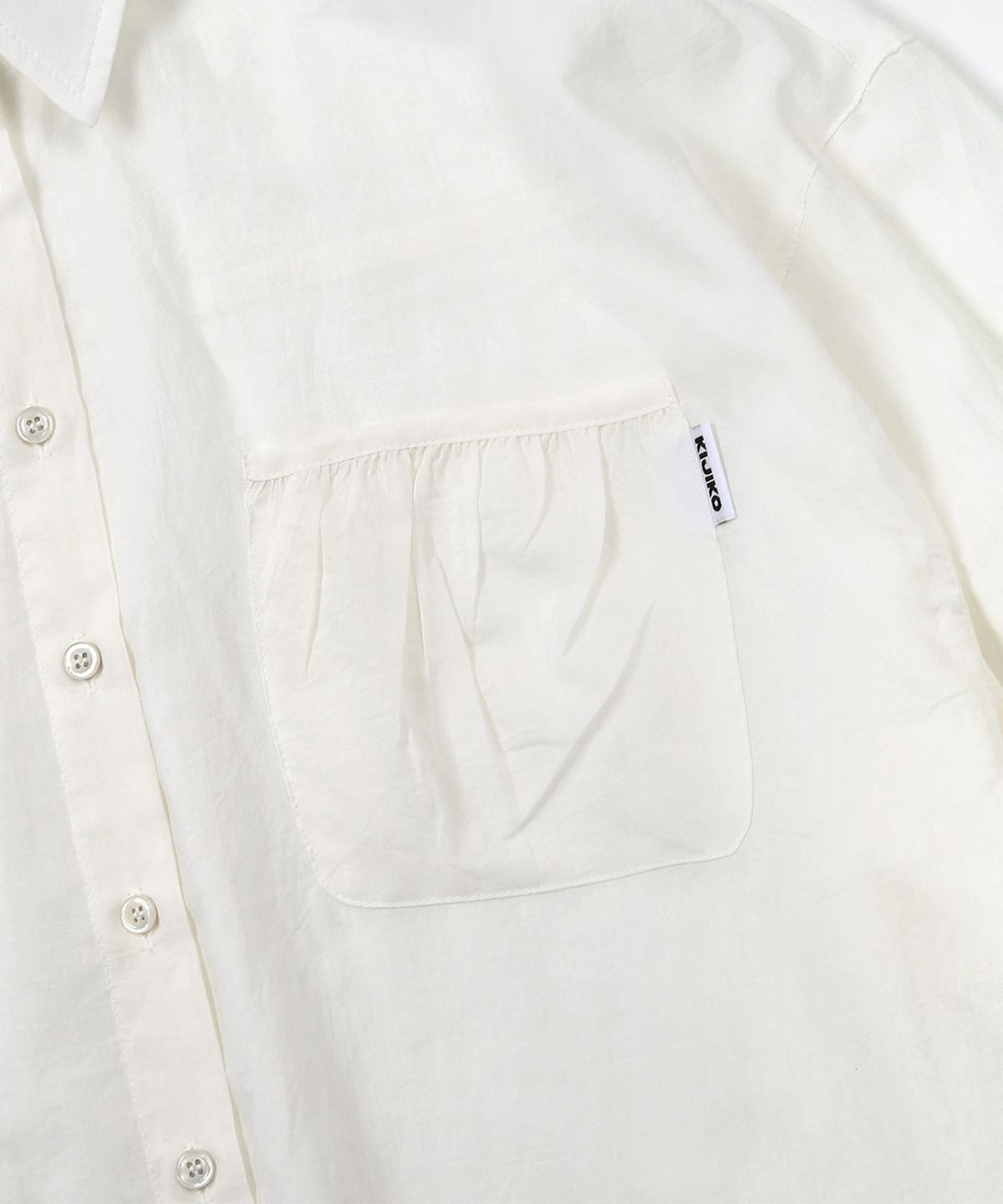 키지코(KIJIKO) ke206. Shirring Pocket Overfit Shirt White