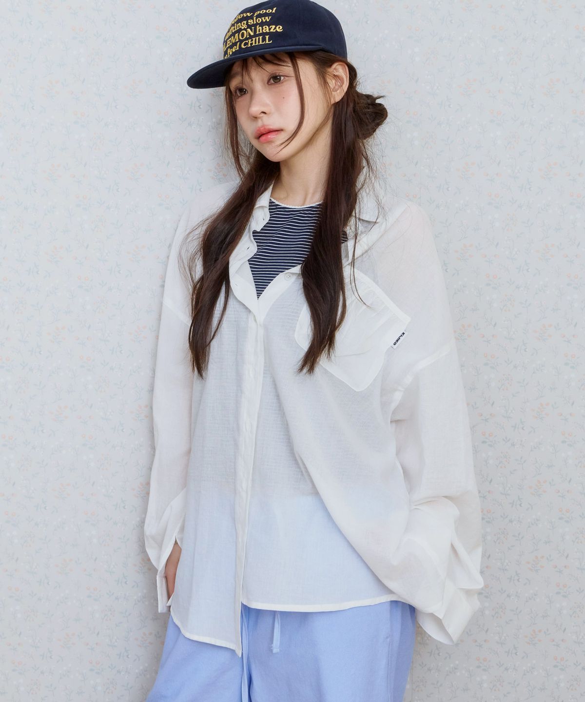 키지코(KIJIKO) ke206. Shirring Pocket Overfit Shirt White