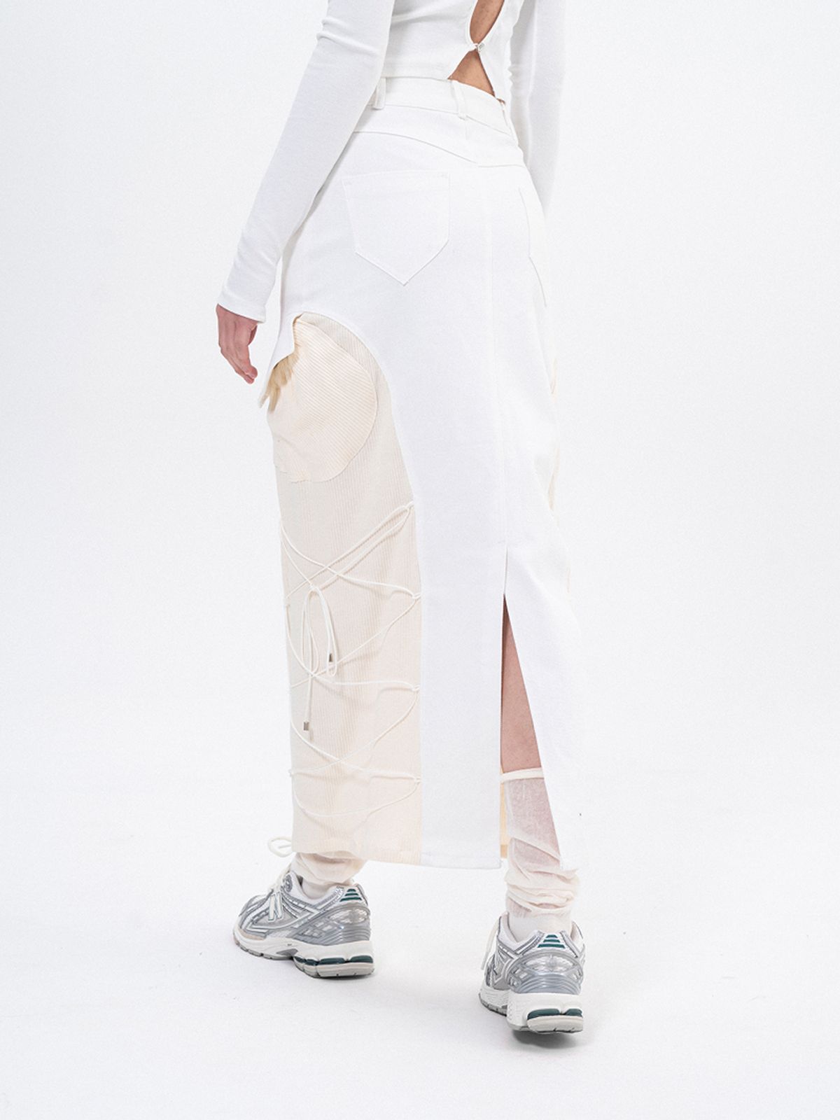 루펀(LOOFUN) Cutline Long Skirt / 컷라인 롱 스커트 [White]