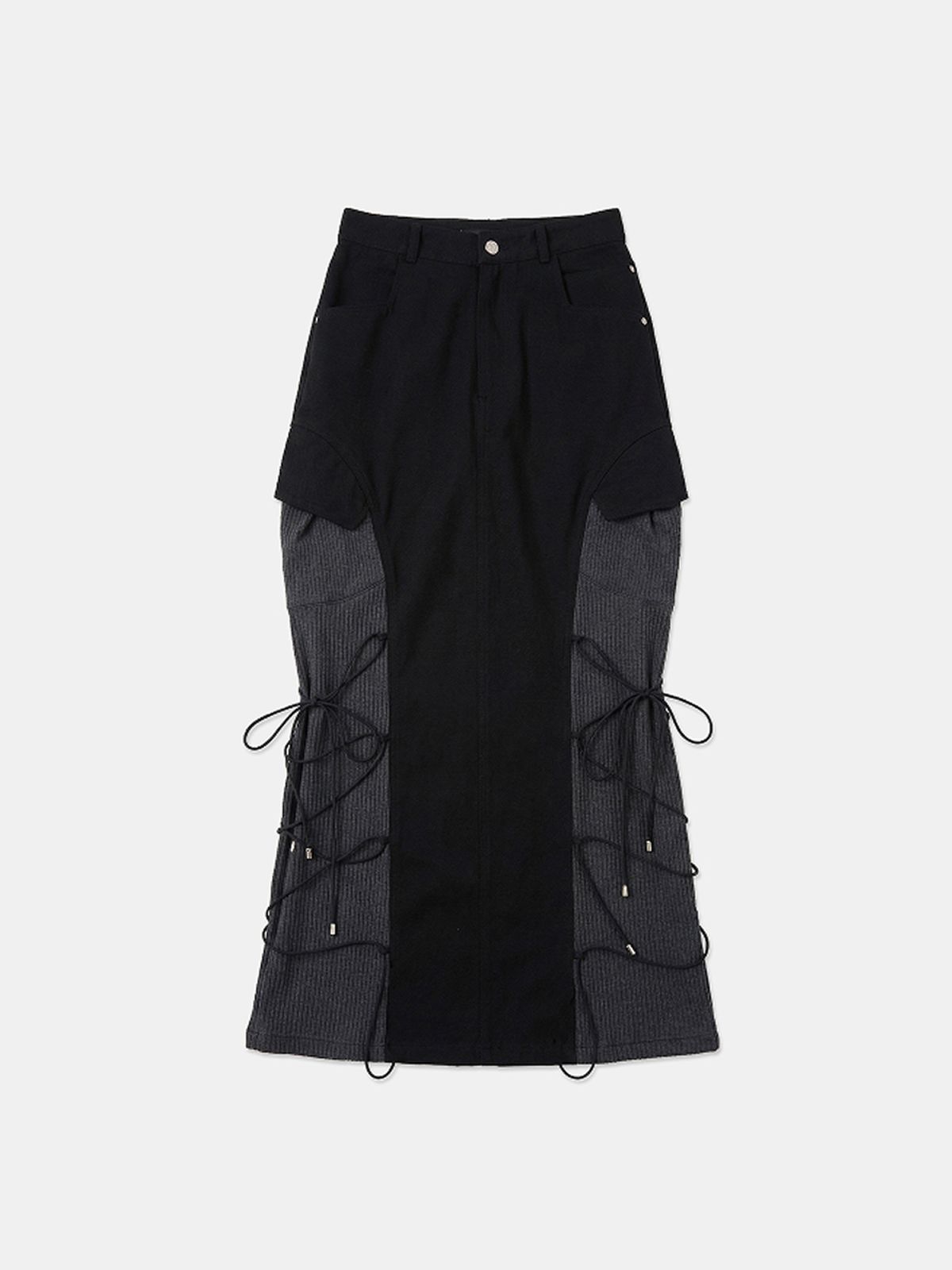 루펀(LOOFUN) Cutline Long Skirt / 컷라인 롱 스커트 [Black]