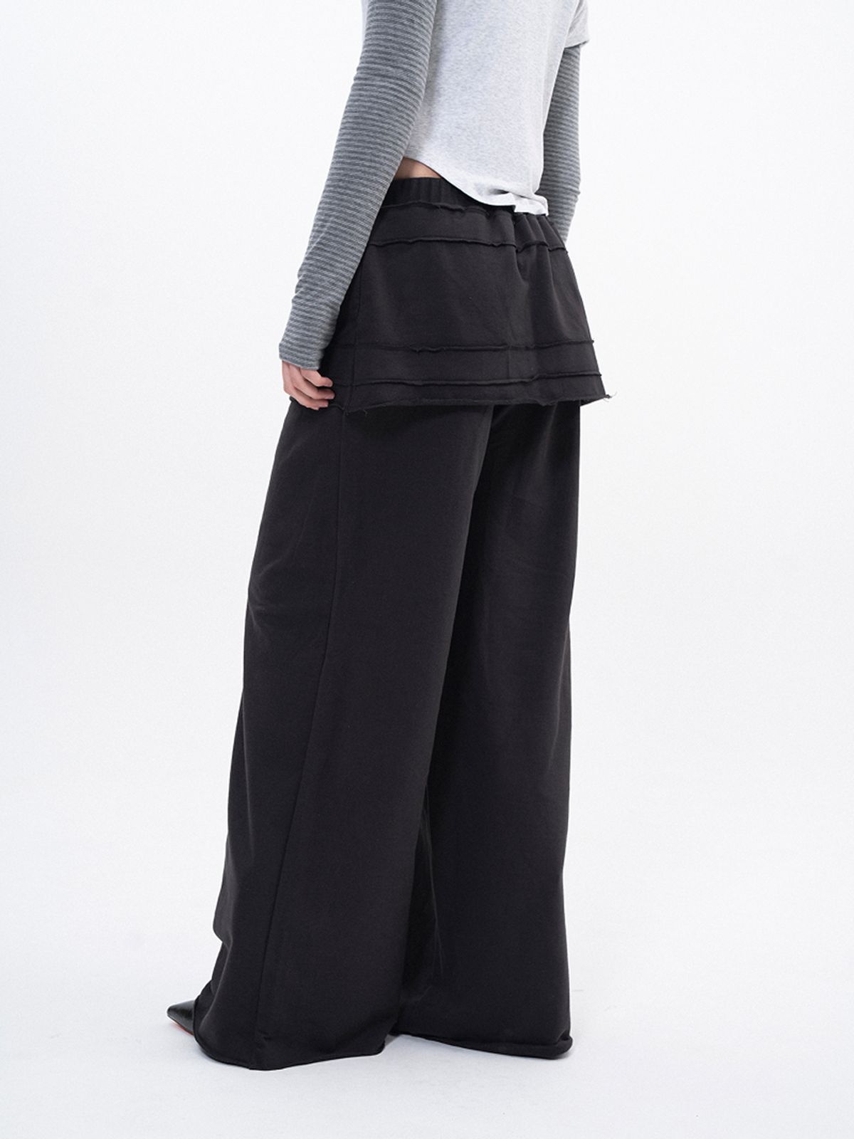 루펀(LOOFUN) Layerd Skirt Pants / 레이어드 스커트 팬츠 [Charcoal]