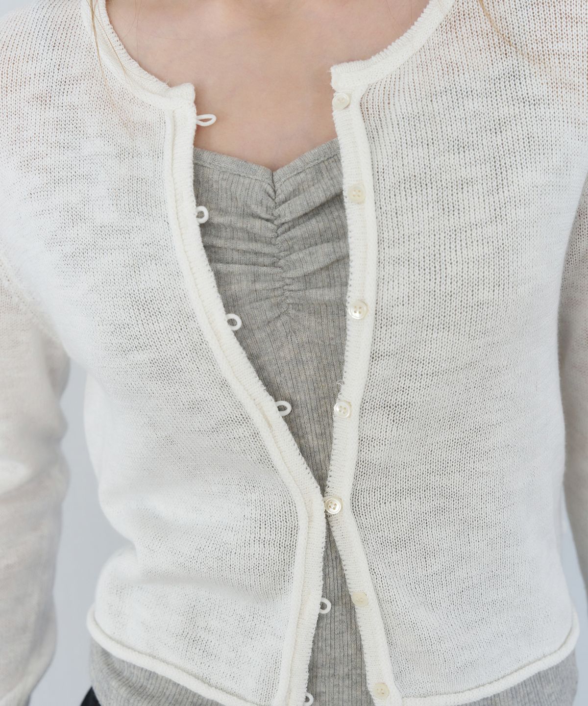 레테라(LETTERA) Cotton Loop Detail Cardigan