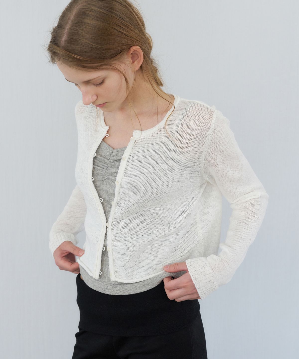 레테라(LETTERA) Cotton Loop Detail Cardigan