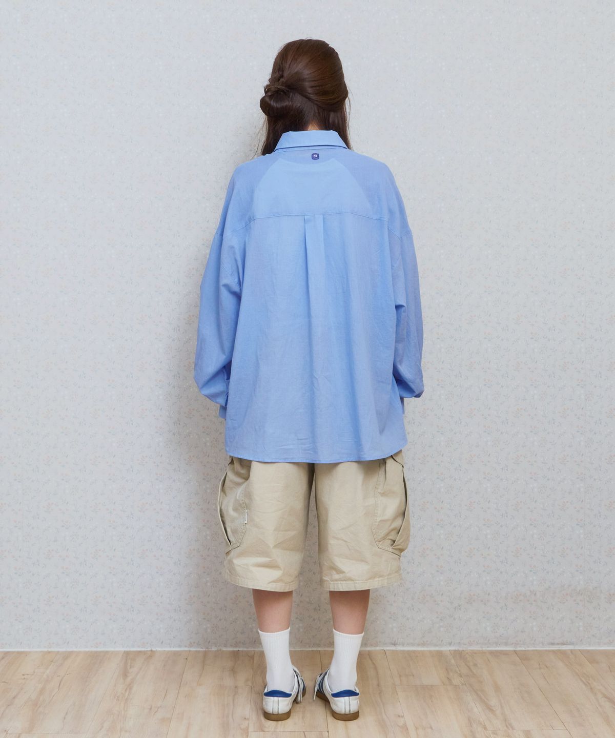 키지코(KIJIKO) ke206. Shirring Pocket Overfit Shirt Blue
