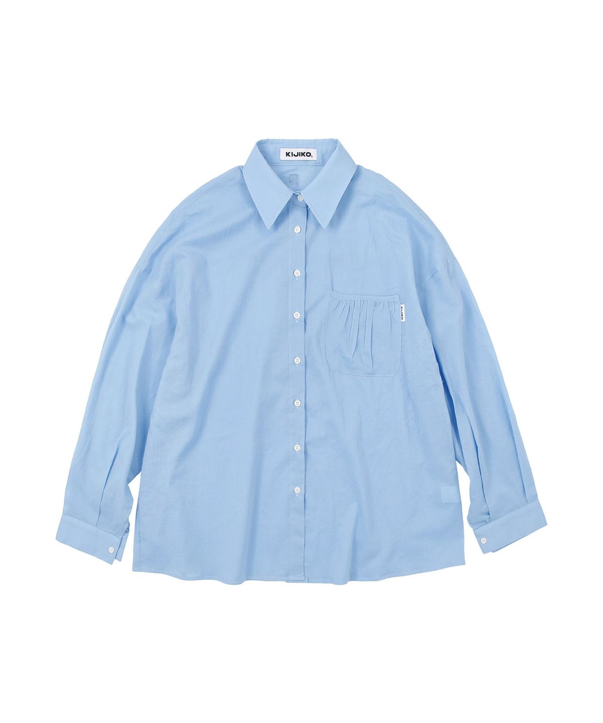 키지코(KIJIKO) ke206. Shirring Pocket Overfit Shirt Blue