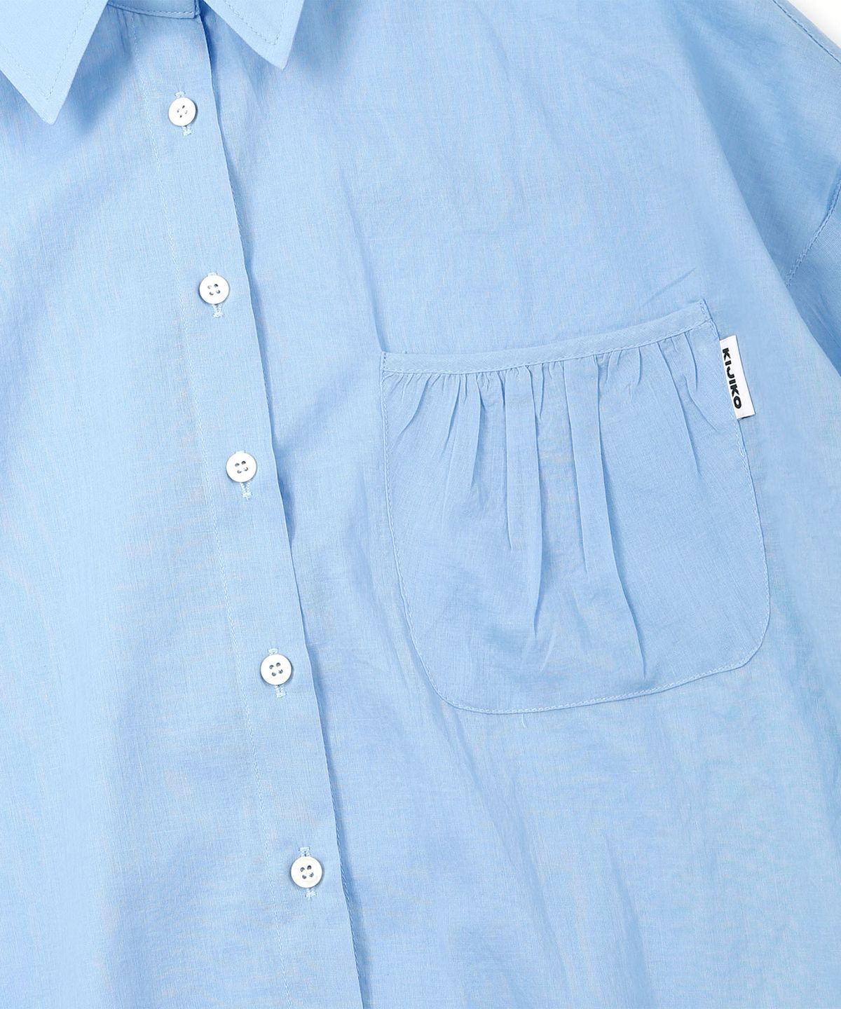 키지코(KIJIKO) ke206. Shirring Pocket Overfit Shirt Blue