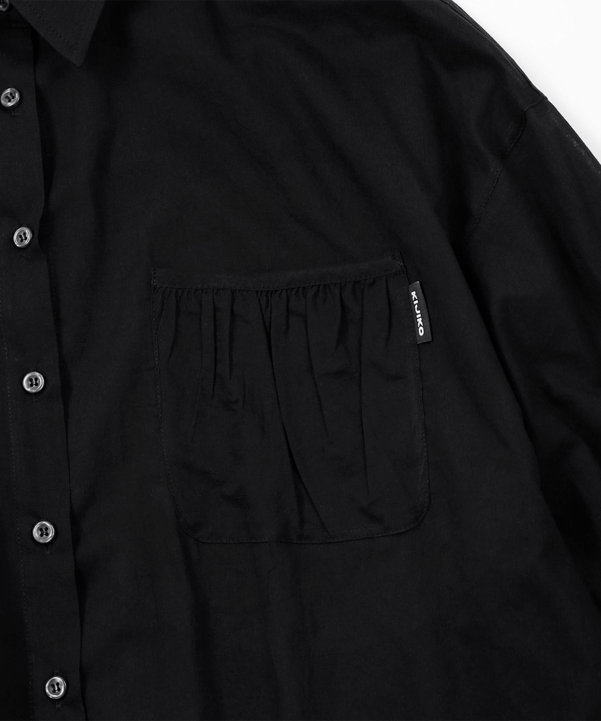 키지코(KIJIKO) ke206. Shirring Pocket Overfit Shirt Black