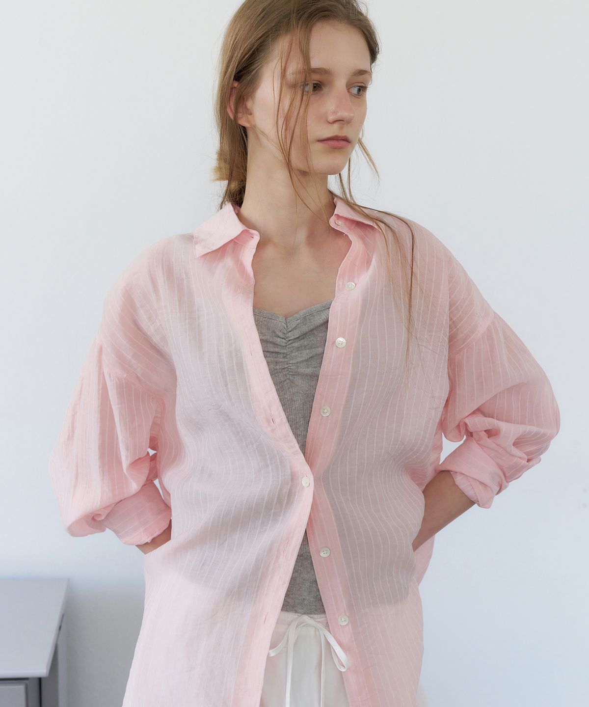 레테라(LETTERA) Stripe Sheer Shirts