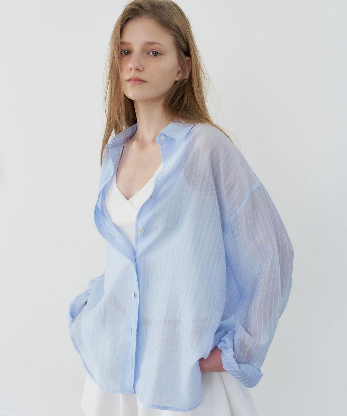 레테라(LETTERA) Stripe Sheer Shirts