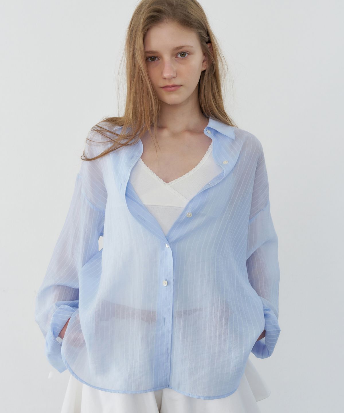 레테라(LETTERA) Stripe Sheer Shirts