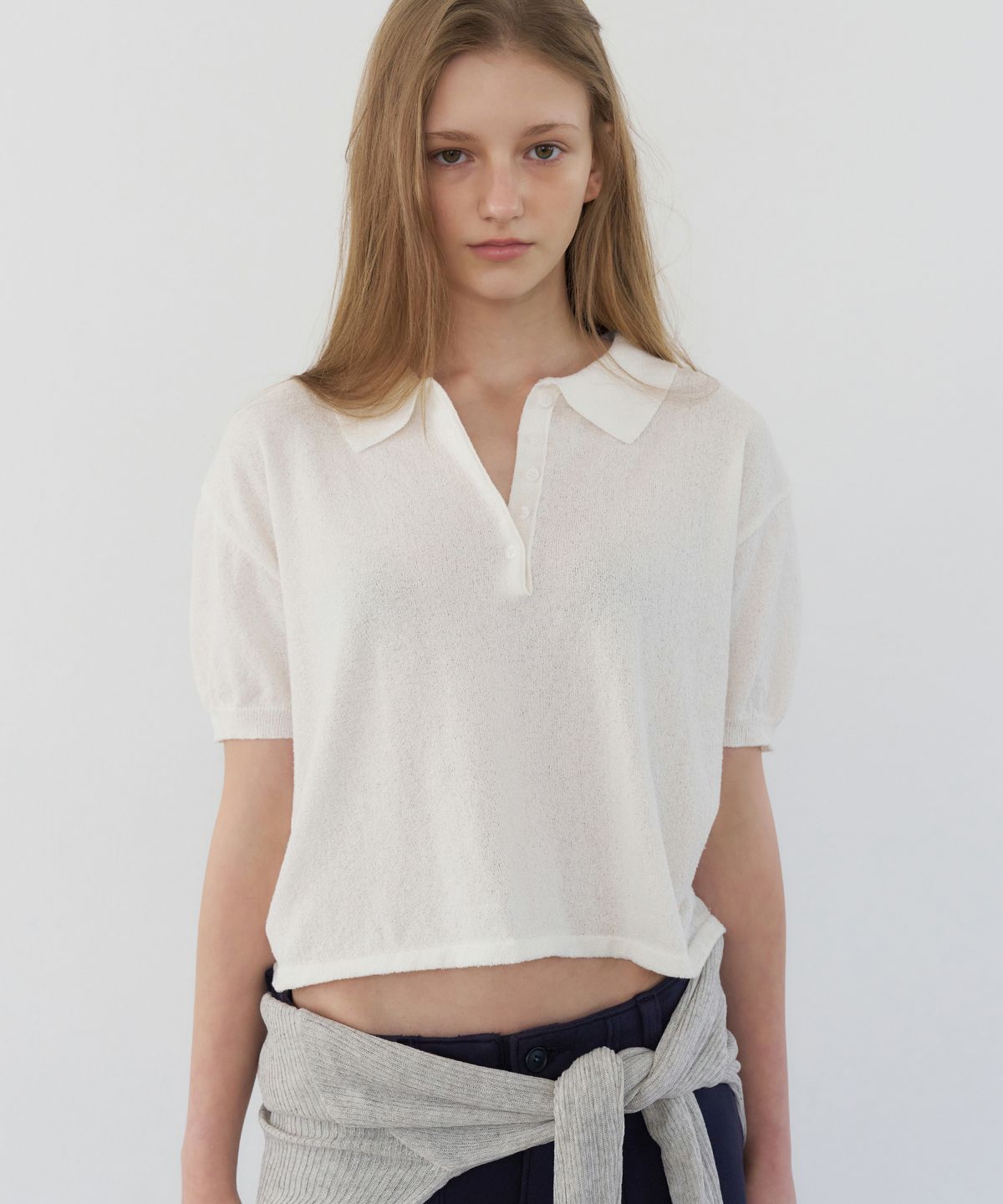 레테라(LETTERA) Short Sleeve Collar Knit