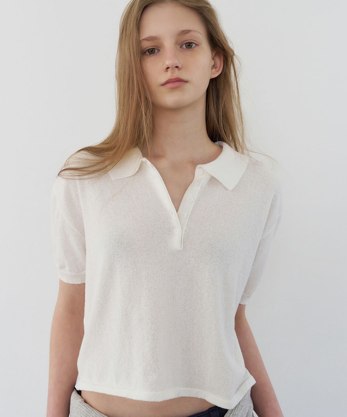 레테라(LETTERA) Short Sleeve Collar Knit